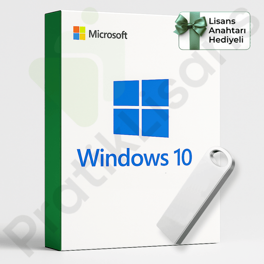 Windows 10 Kurulum Dosyalı USB Bellek (Lisans Anahtarı Hediyeli) - Pratik Lisans - Microsoft Lisans Merkezi - Windows Lisans - Office Lisans -