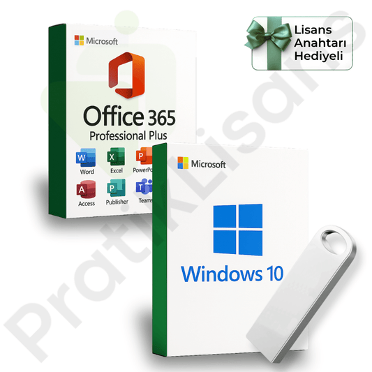 Windows 10 + Office 365 Pro Plus Kurulum Dosyalı USB Bellek (Lisans Anahtarı Hediyeli) - Pratik Lisans - Microsoft Lisans Merkezi - Windows Lisans - Office Lisans -