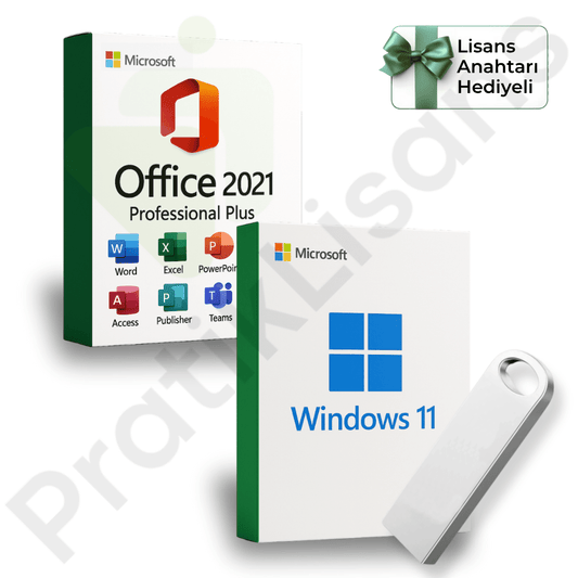 Windows 11 + Office 2021 Pro Plus Kurulum Dosyalı USB Bellek (Lisans Anahtarı Hediyeli) - Pratik Lisans - Microsoft Lisans Merkezi - Windows Lisans - Office Lisans -